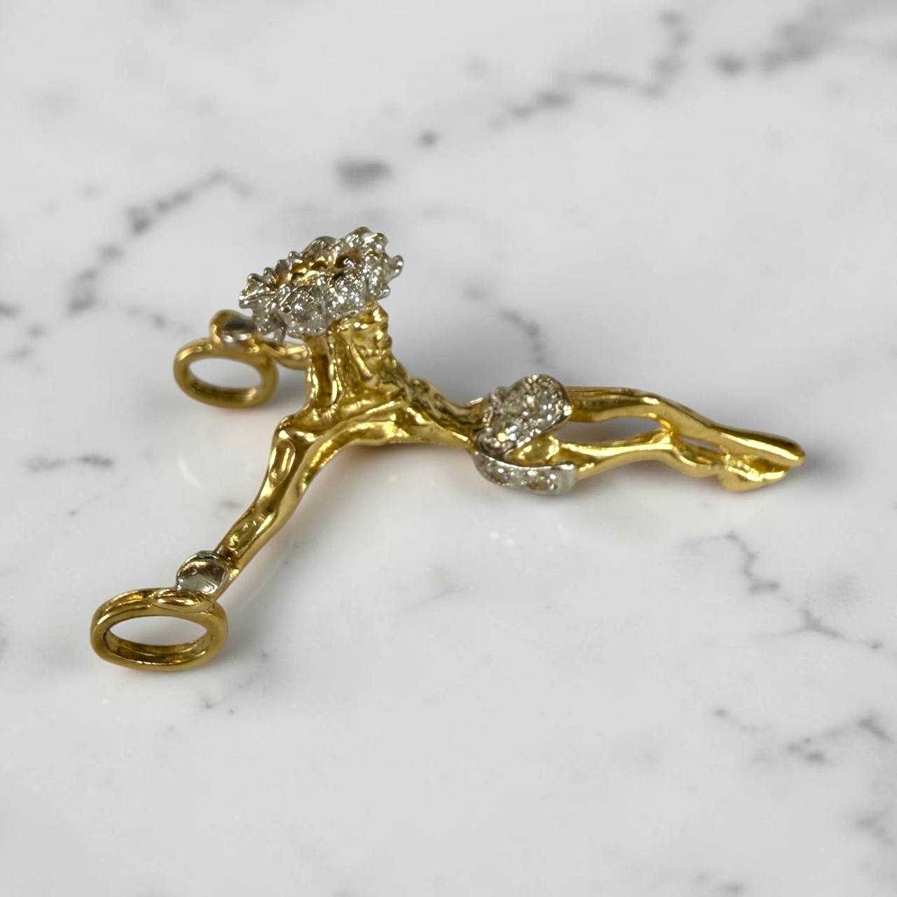 14k Yellow Gold Jesus Christ Open Hand Cross Crucifix Pendant