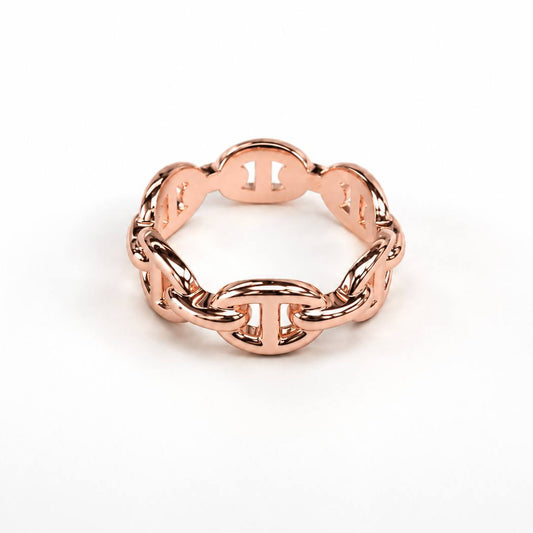 Hermes Chaine d’Ancre Enchainee Ring Small Model 18K Rose Gold Size 49 Authentic