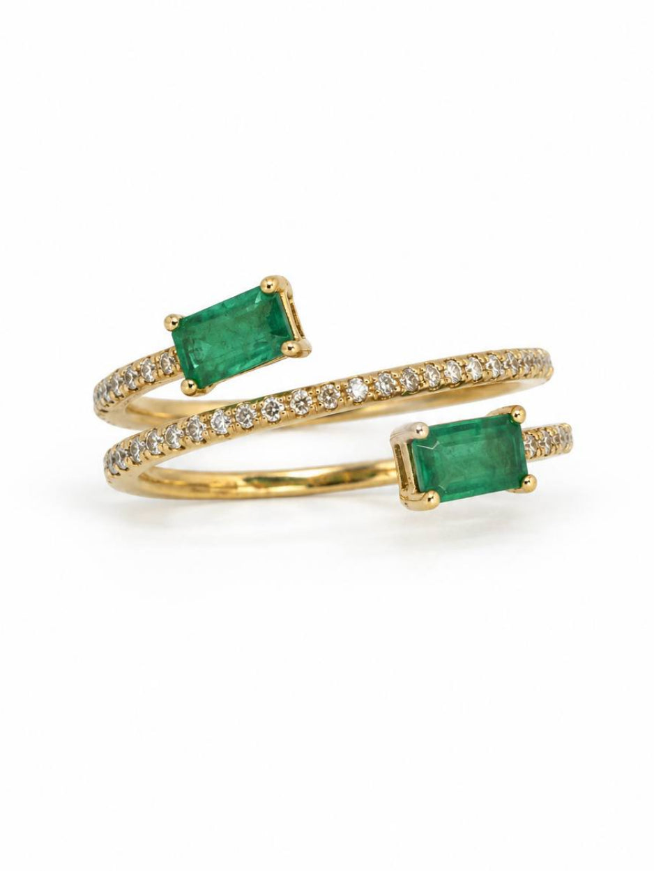 Bloomingdale’s Fine Collection 14K Gold Emerald & Diamond Coil Ring