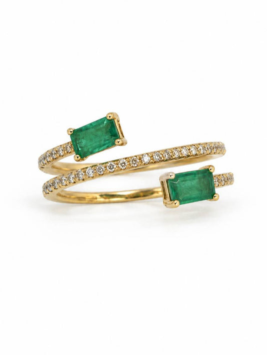 Bloomingdale’s Fine Collection 14K Gold Emerald & Diamond Coil Ring