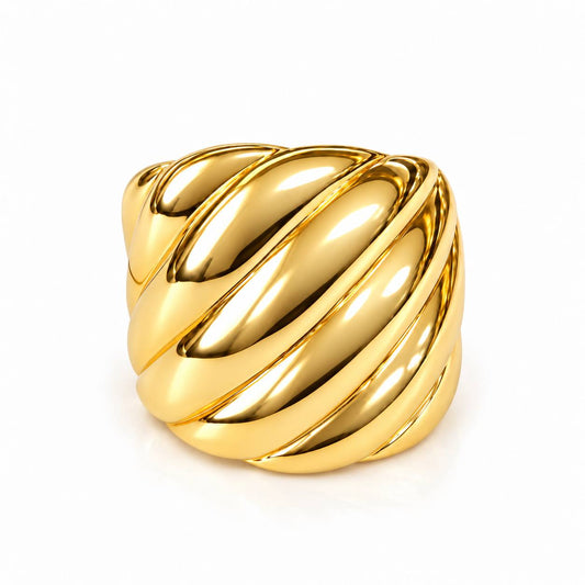 David Yurman Sculpted Cable Dome Ring – 18K Yellow Gold – Size 7