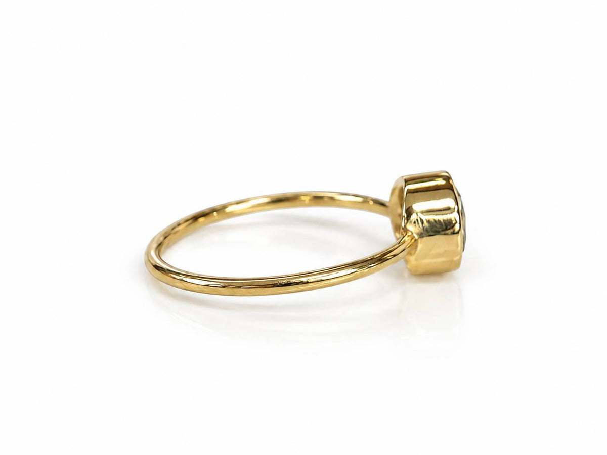 18K Yellow Gold 1.00 CT Natural Light Yellow Diamond Bezel Set Dainty Solitaire