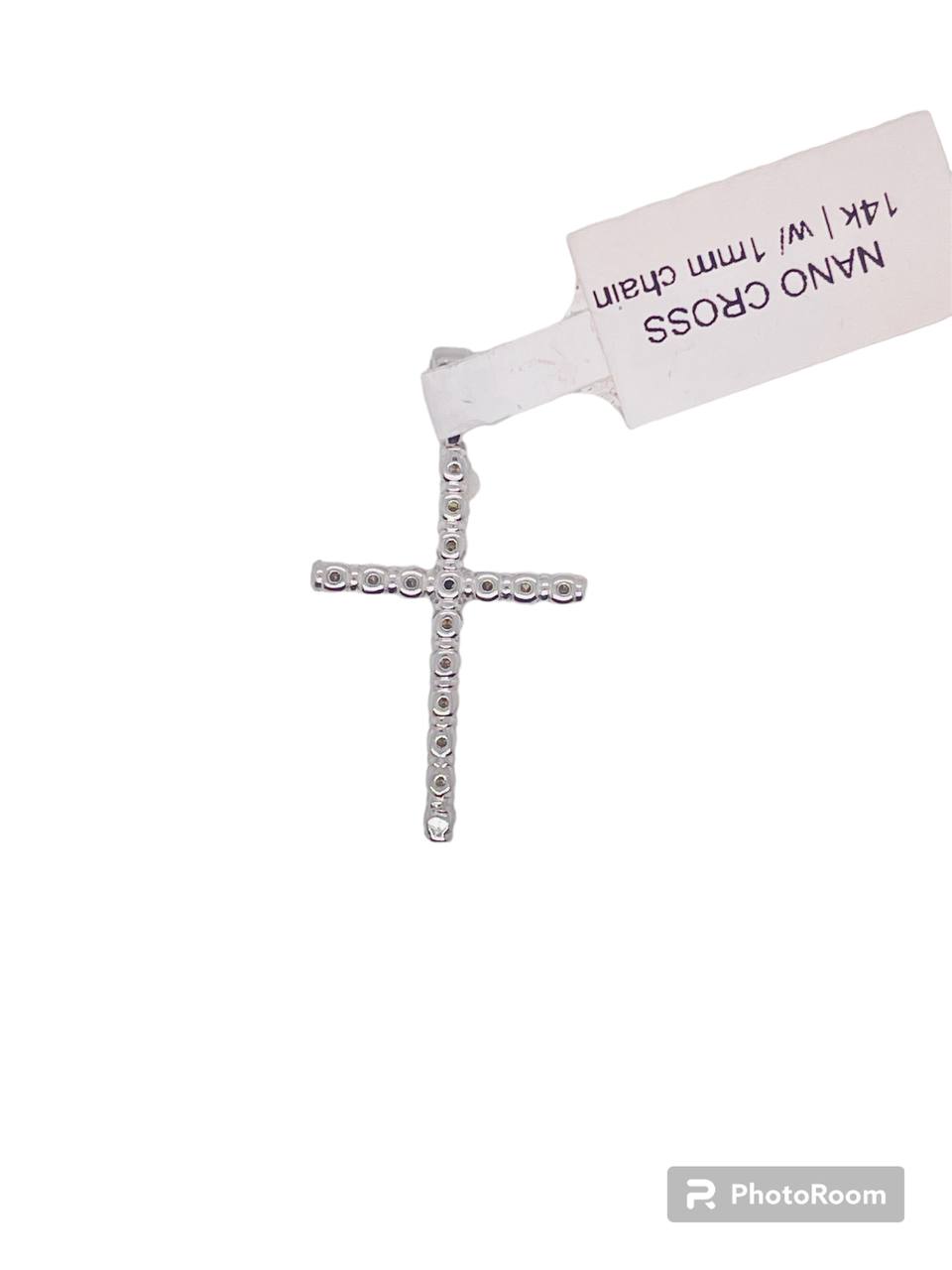 14k White Gold 0.47 Ct Natural Diamond Cross Pendant 1 in