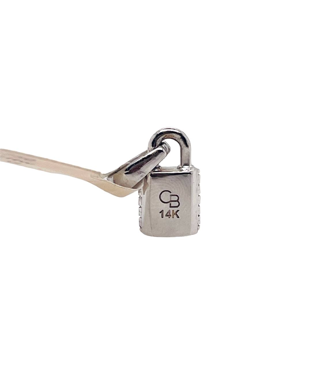 Copy of 14K Solid White Gold 0.50 TCW Natural Diamond Padlock Charm Pendant