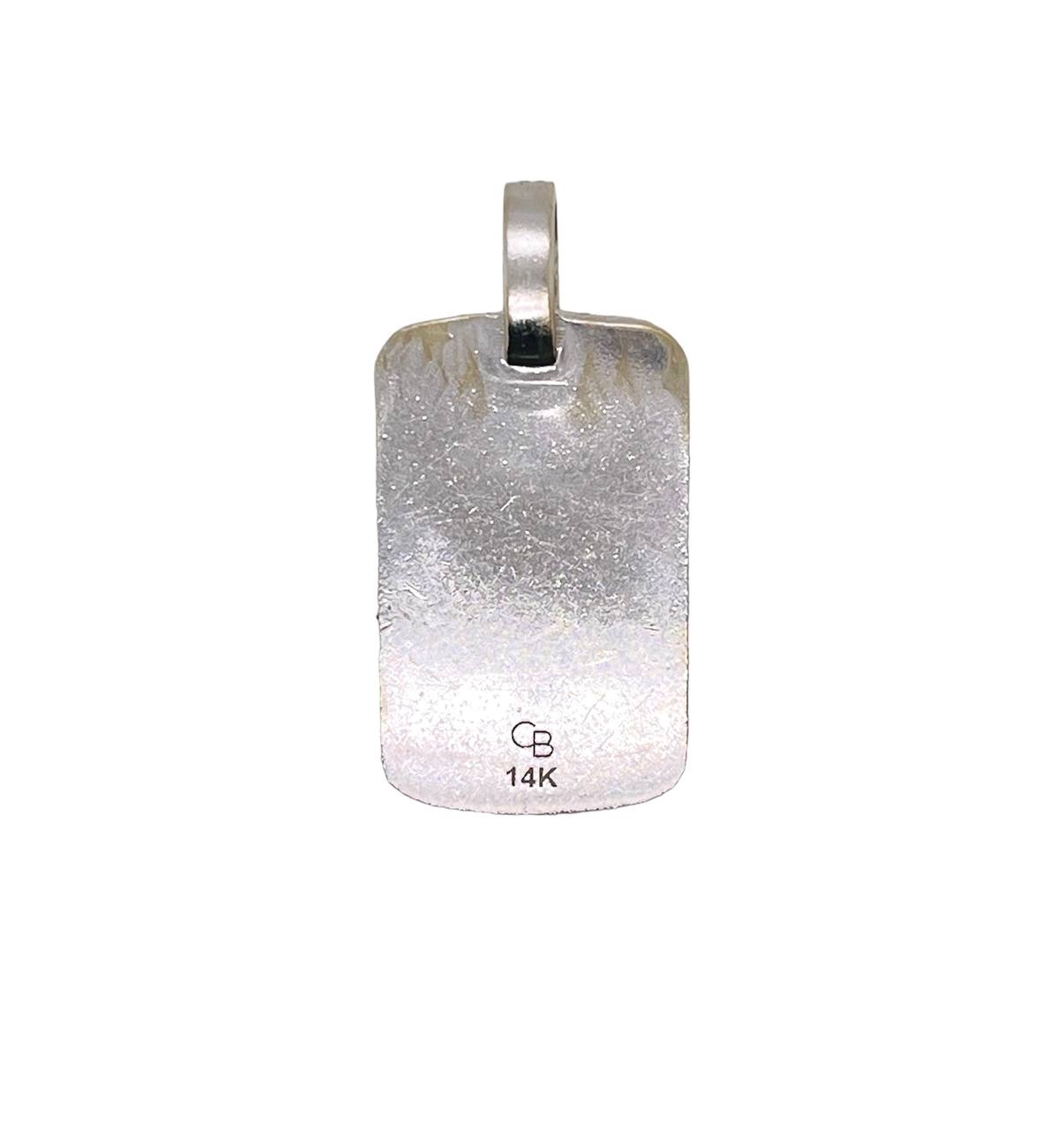 Mens 14K Solid White Gold Natural Diamond Dog Tag Charm Pendant (Copy)