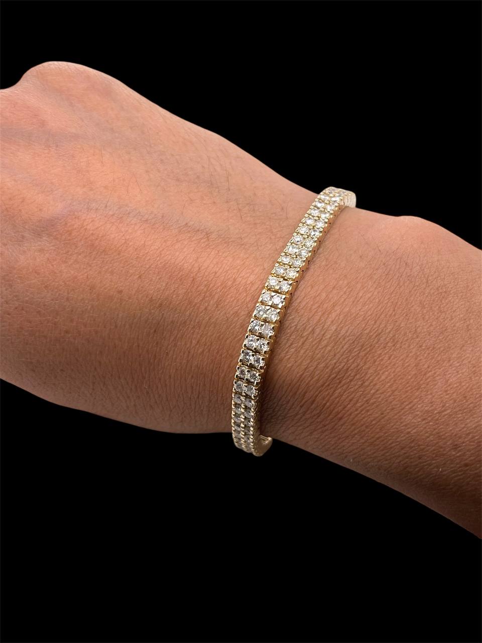 7 Ct Natural Diamond Two Rows Tennis Bracelet 14k Yellow Gold 7 in