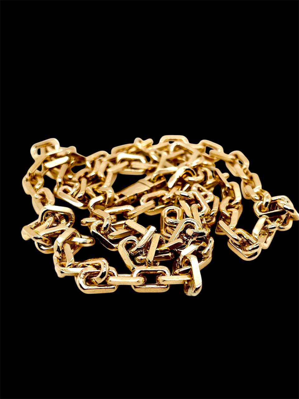 Mens 14k Solid Yellow Gold Square Link Chain Necklace 5.4 MM, 24 in 54.1 grams