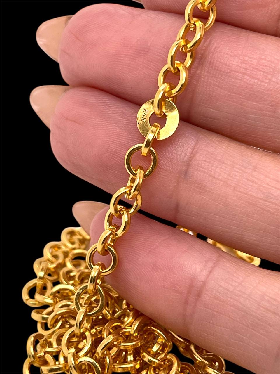 50 grams Mens 24k Solid Pure Gold Link Chain Necklace 5 MM, 26 in