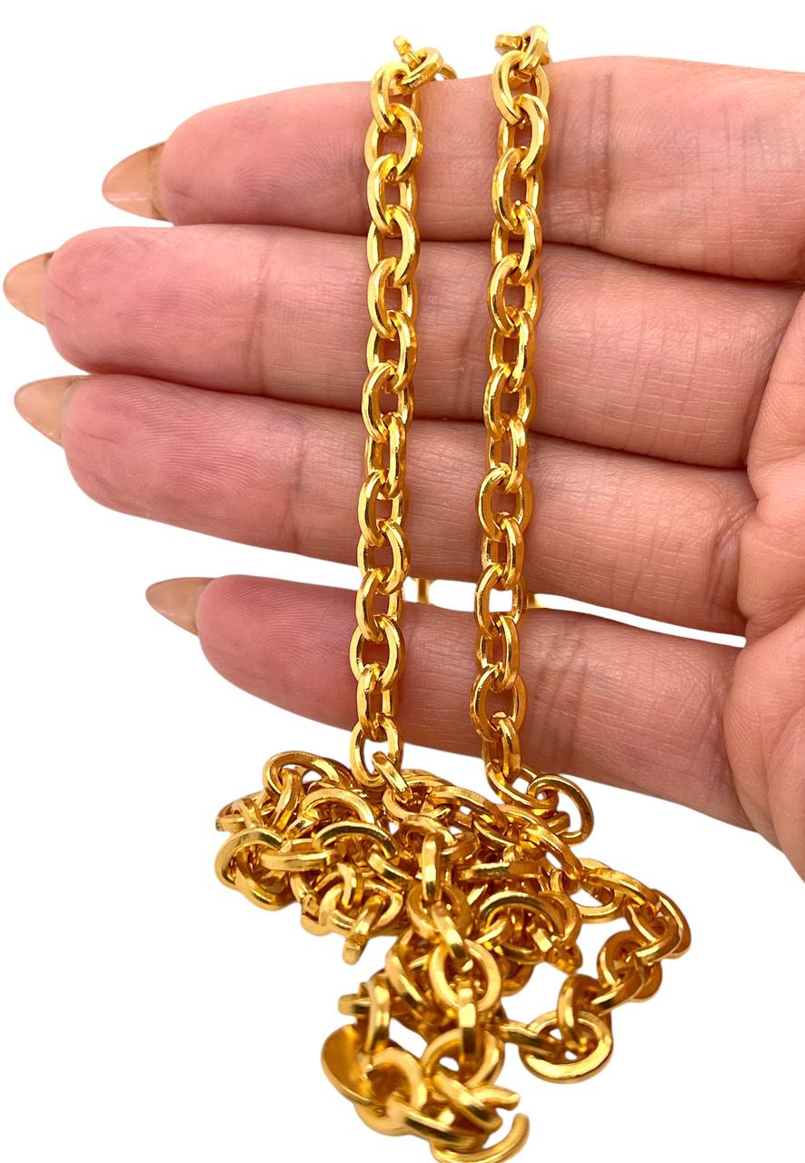 100.4 grams Mens 24k Solid Pure Gold Oval Link Chain Necklace 6 MM, 28 in