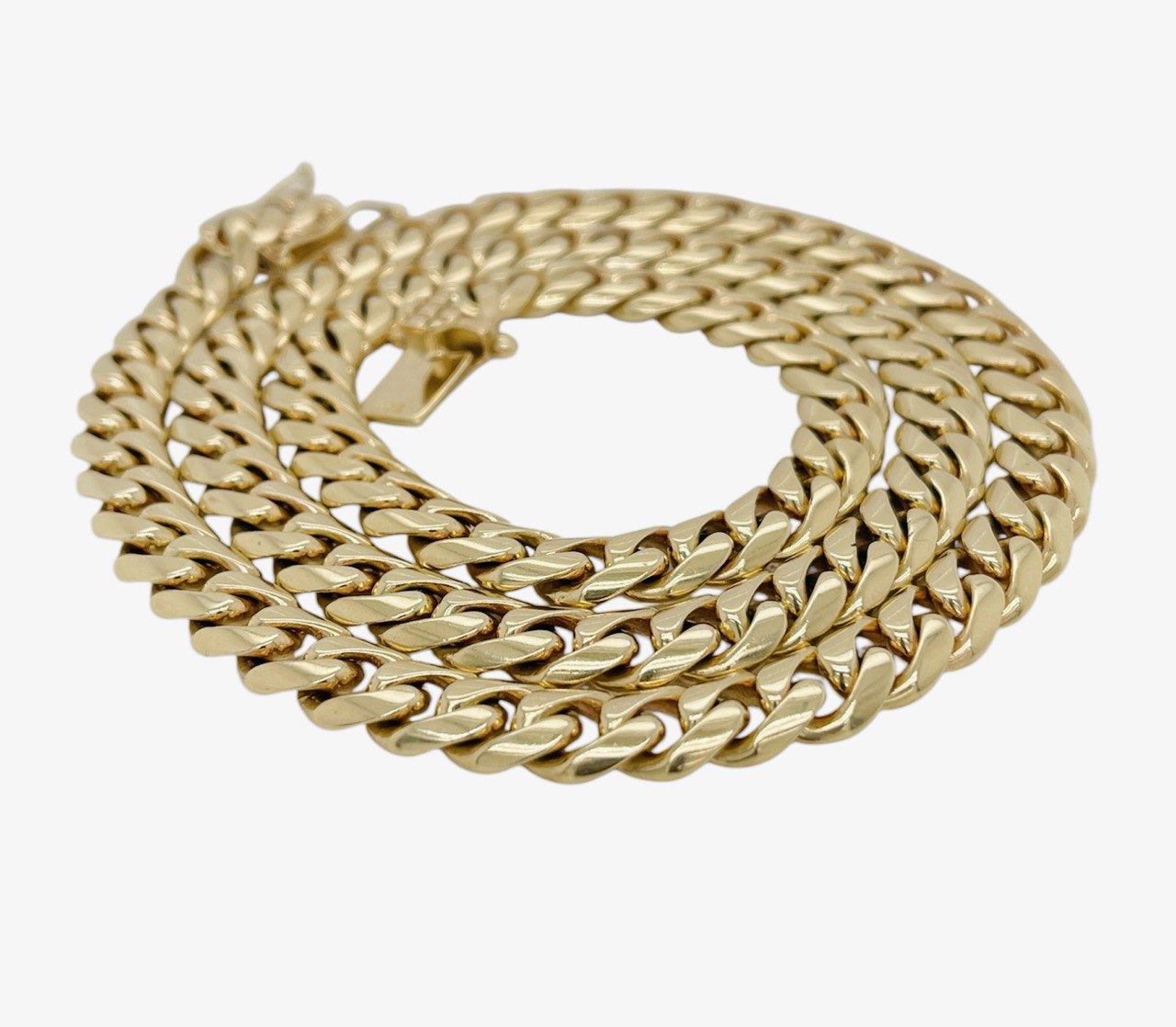 Mens 14k Solid Yellow Gold Miami Cuban Link Chain Necklace 8.7 MM 25 in 125.8 Gr