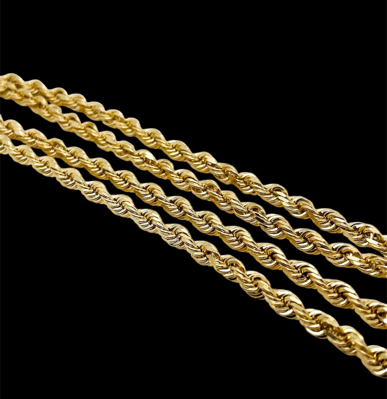 Mens 14K Solid Yellow Gold Diamond Cut Rope Chain Necklace 30 in 4MM, 49.9 Grams