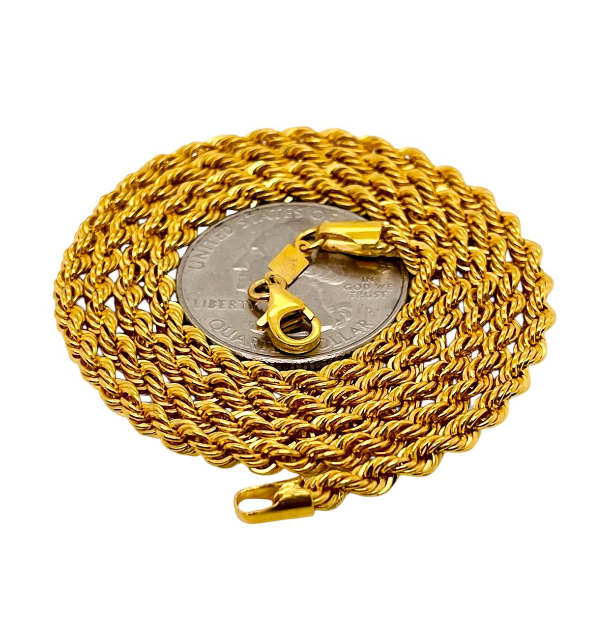 21k Solid Yellow Gold Mens Rope Chain Necklace 21.5 in 3.2 MM 27 Grams