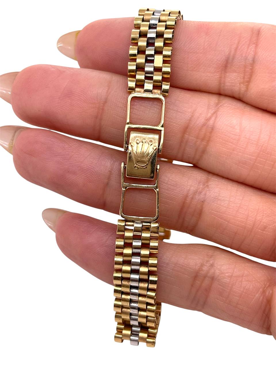 18K Solid Two Tone Gold Jubilee Link Men's Bracelet 22.6 Gr, 8.5 in