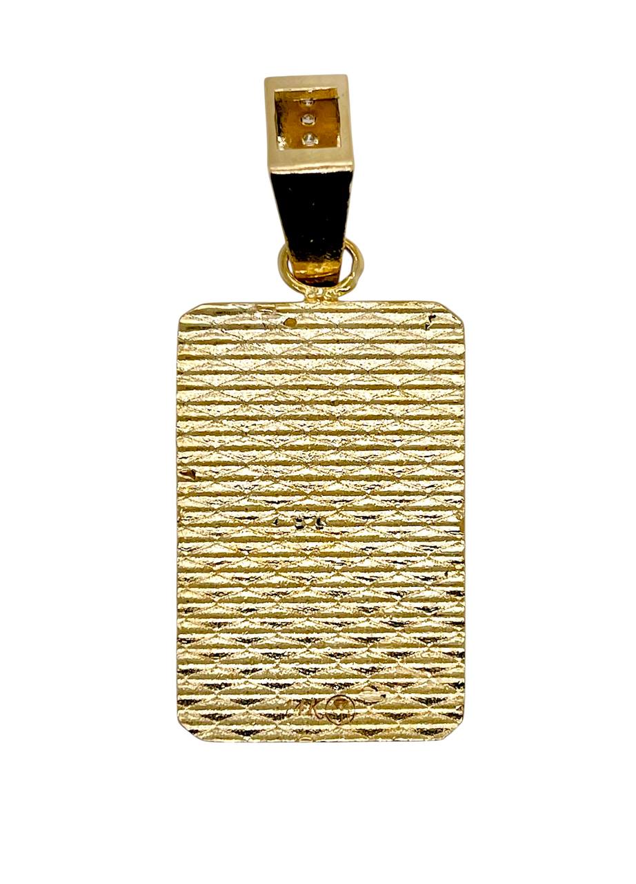 14K Solid Yellow Gold 1.58 Ct Diamond & Ruby King of Heart Playing Card Pendant