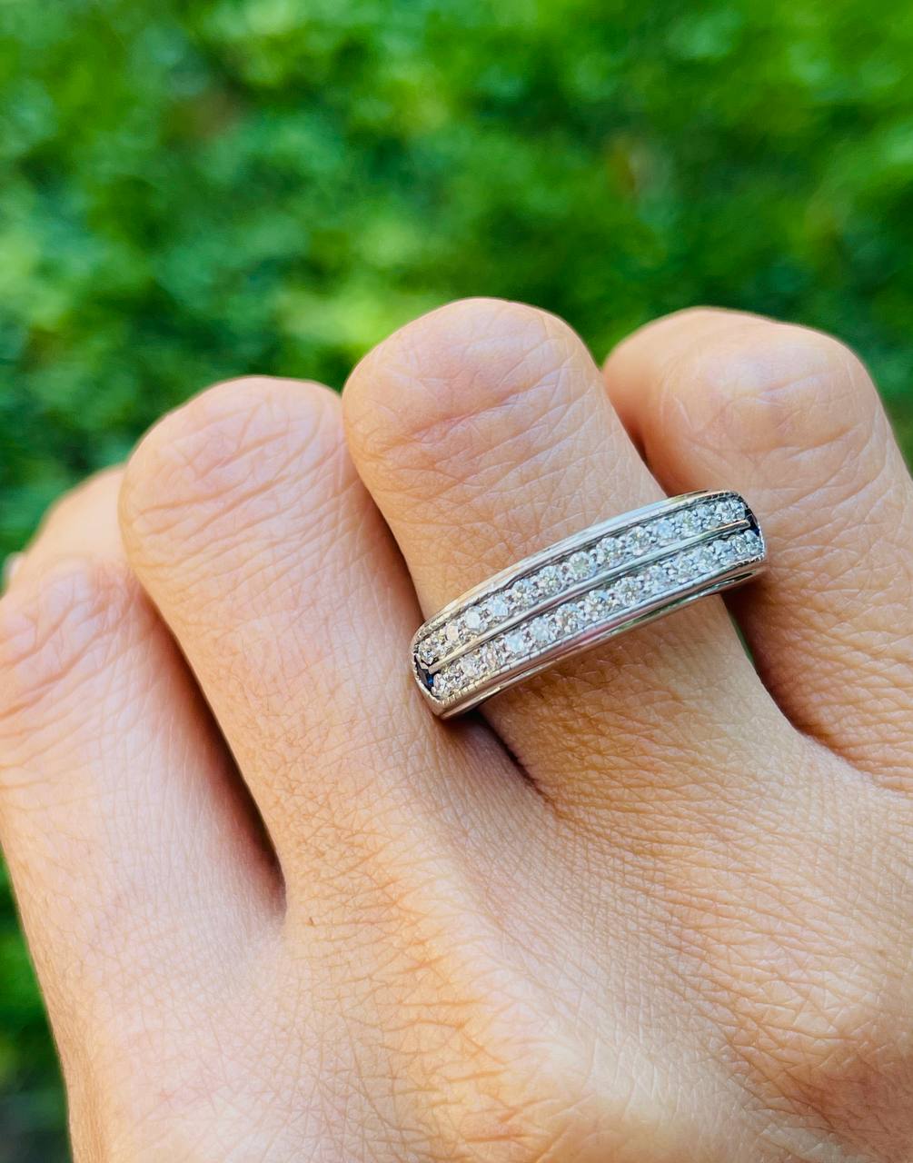 Vera Wang Men's 5/8 CT. T.W. Diamond Double Row Wedding Band in 14K White Gold