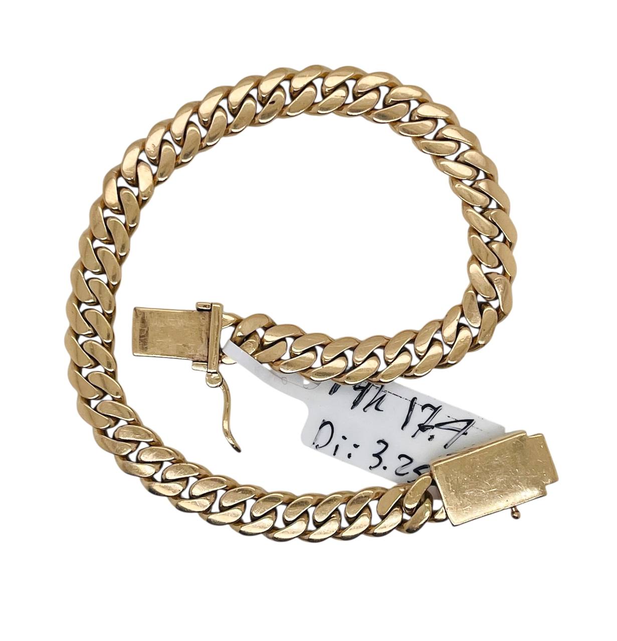 14k Solid Gold 3.25 tcw Natural Diamond Miami Cuban Link Bracelet 7.5 inches