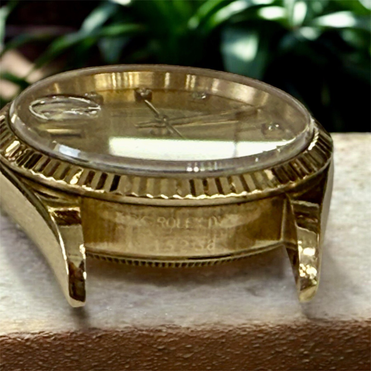 Rolex Date 34mm 15238 18K Yellow Gold Watch Champagne Diamond Dial Head Only