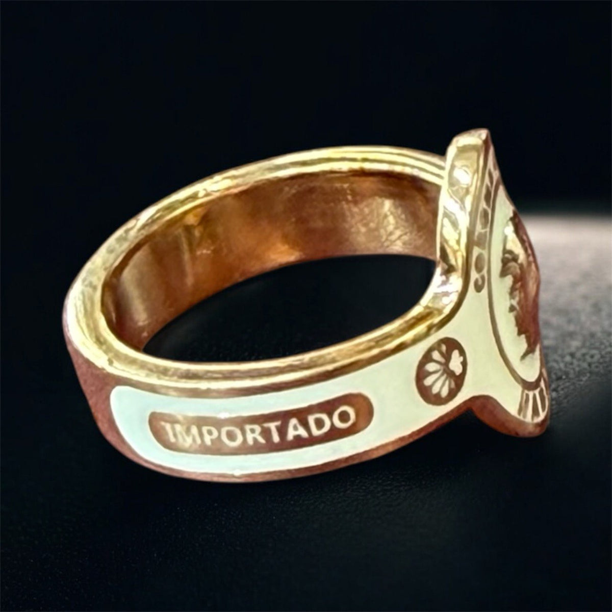 VINTAGE Cartier Enamel Cigar Band Ring 18K Rose Gold Corona Habana 1970s