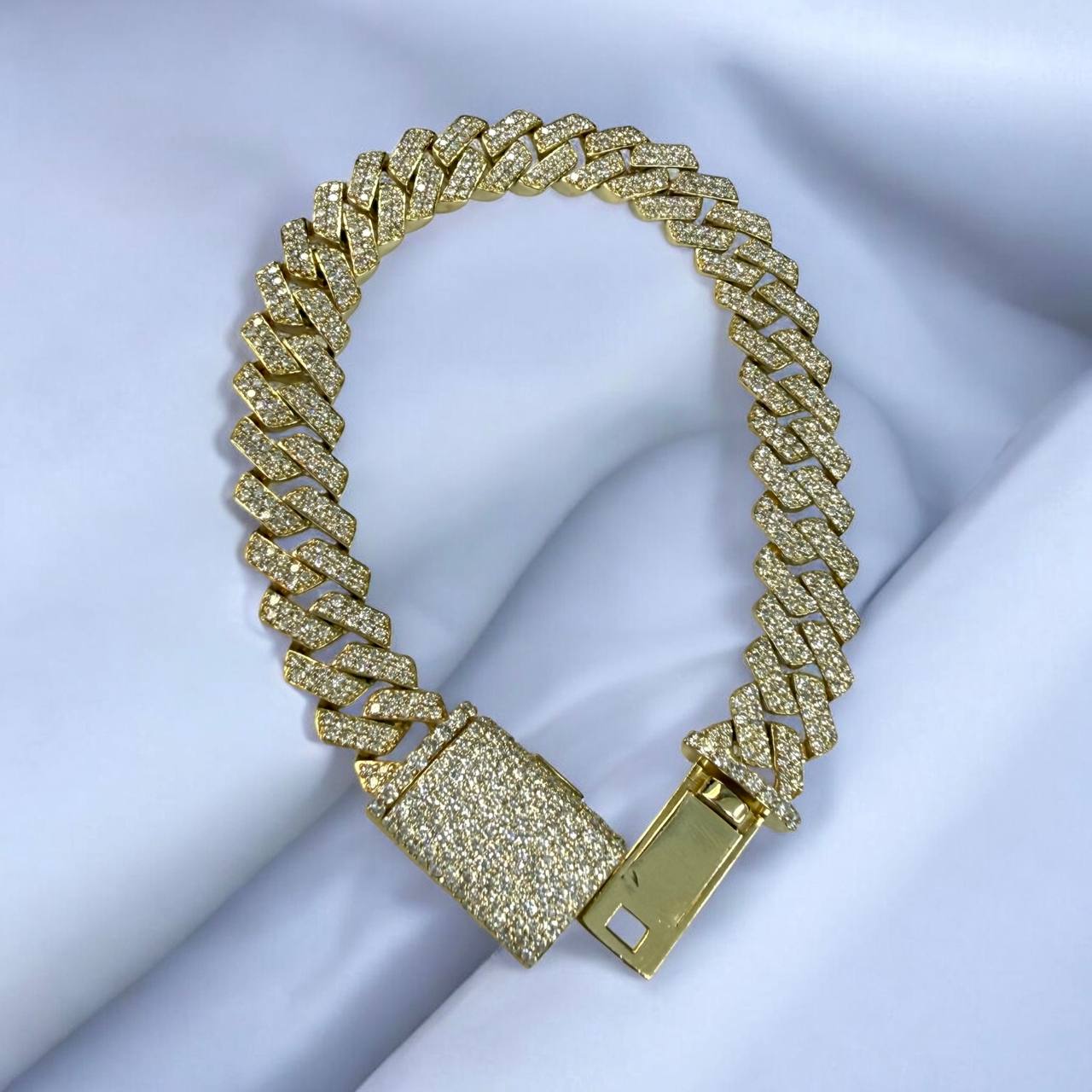 10K Solid Gold Diamond Cuban Link Bracelet 12mm 8.5” – 7.75 Carat Natural VS Diamond Iced Out Miami Cuban Bracelet