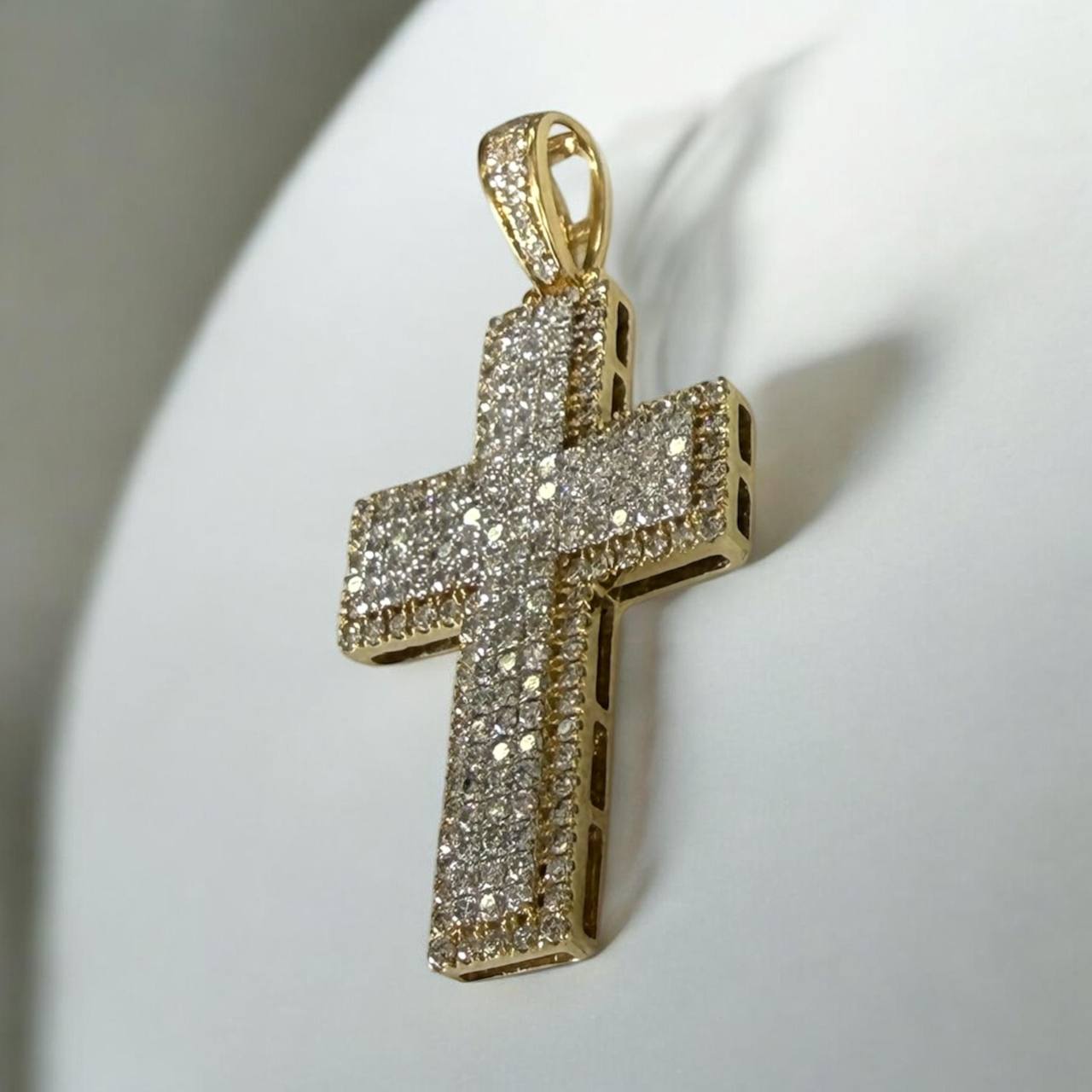 10K Gold Diamond Cross Pendant – 1.50 CT Natural Diamonds VS2 G-H