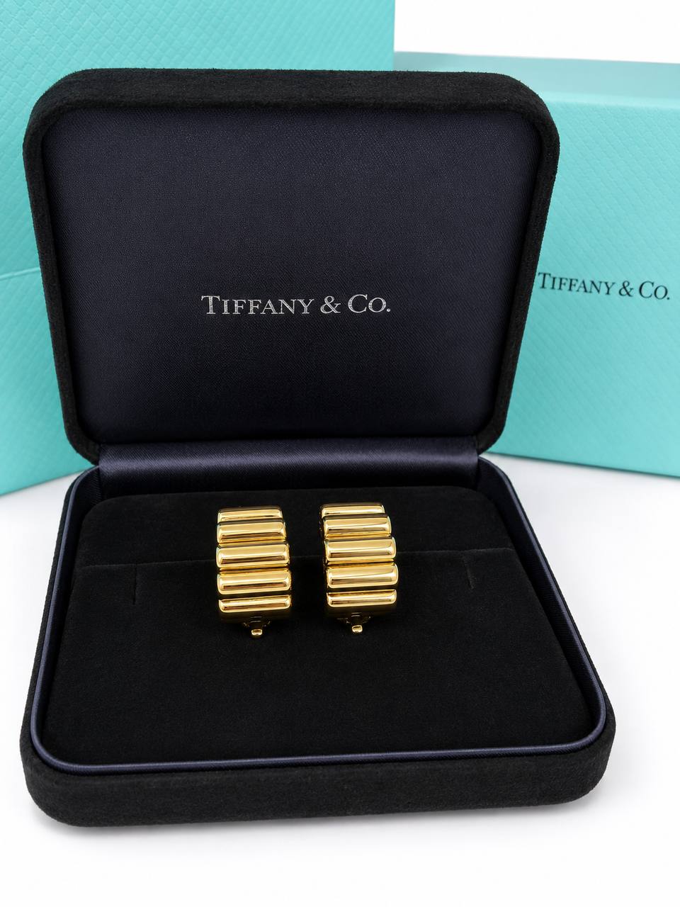 Authentic Tiffany & Co. 14K Gold Huggie Wide Clip On Earrings Pat. 2423905