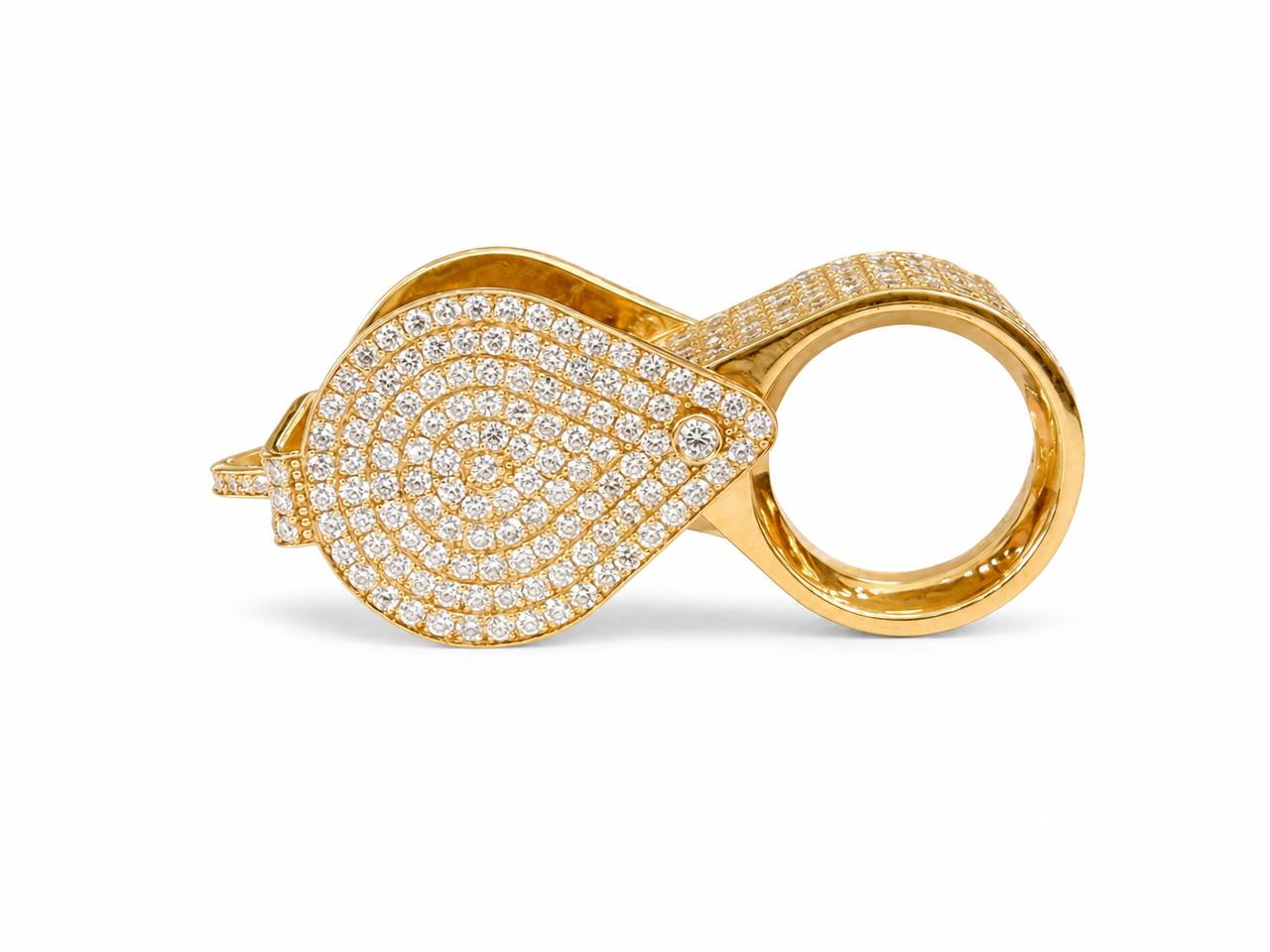 Solid 18K Yellow Gold Natural Diamond GIA 10X Jewelers Loupe Pendant 12.25 CTW Magnifier