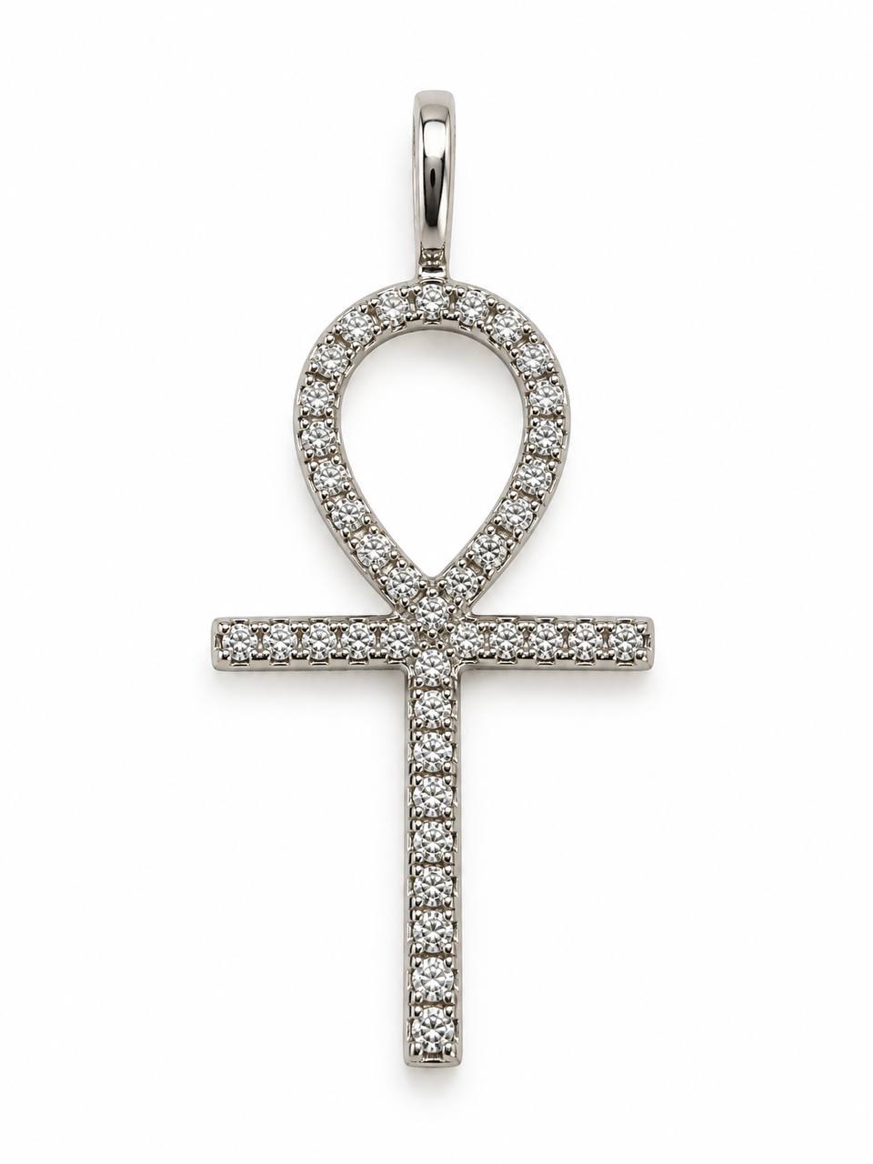 14K White Gold Natural Diamond Ankh Cross Pendant – 0.20 CTW (Copy)