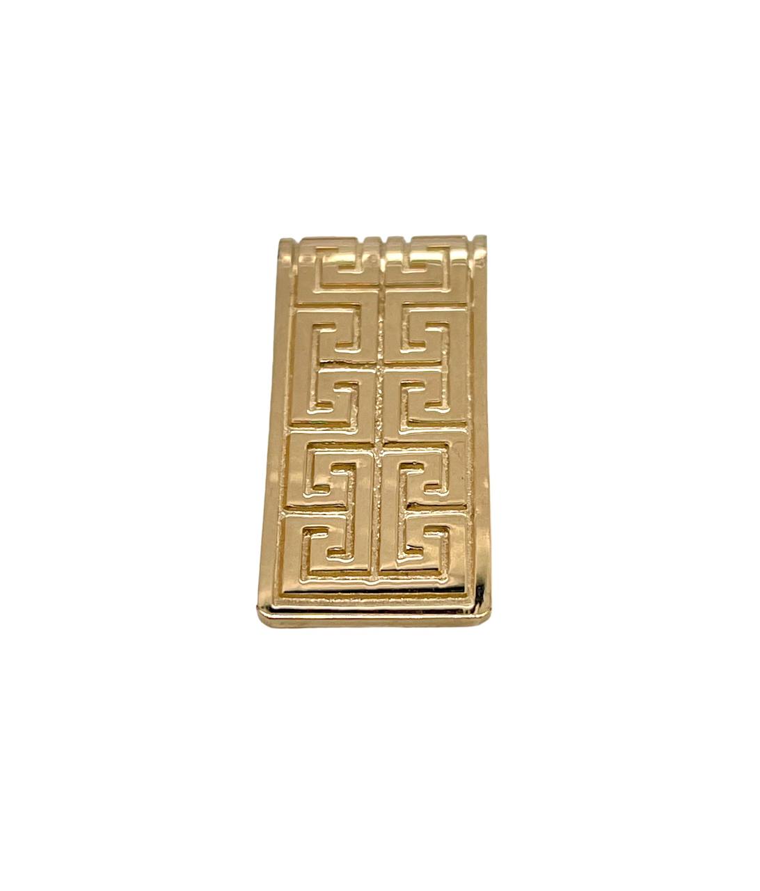 14K Solid Yellow Gold Greek Key Long Bar Pendant 9.2 Grams