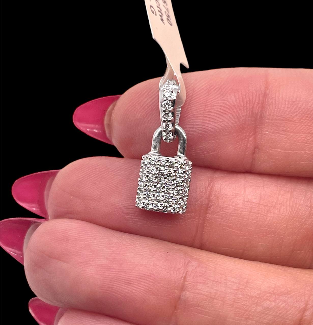 Copy of 14K Solid White Gold 0.50 TCW Natural Diamond Padlock Charm Pendant