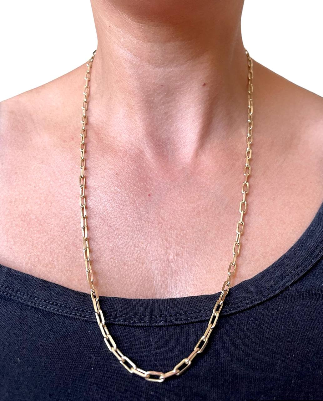 14k Solid Yellow Gold Square Link Chain Necklace 4 MM, 24 in 21.2 Grams