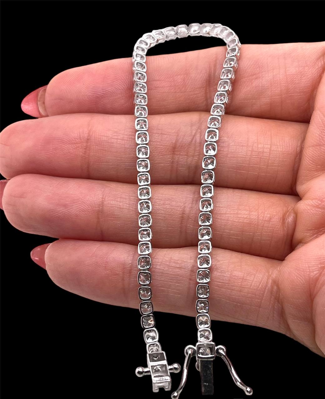 6.76 Ct Round LG Diamond Mens Tennis Bracelet 14k White Gold 8 in