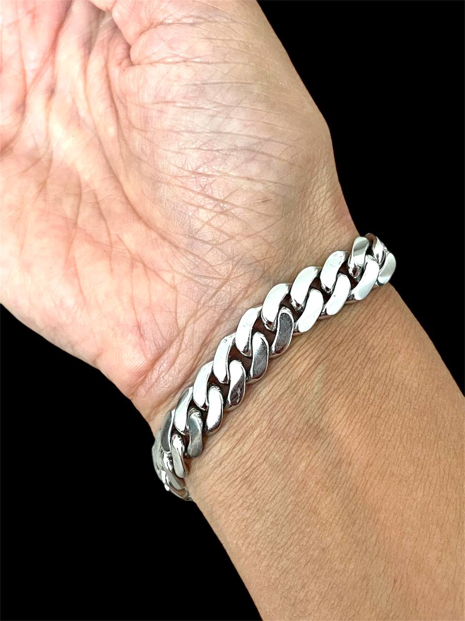 54.3 Gr 10k Solid White Gold Diamond Mens Miami Cuban Link Bracelet 11 MM 8 in