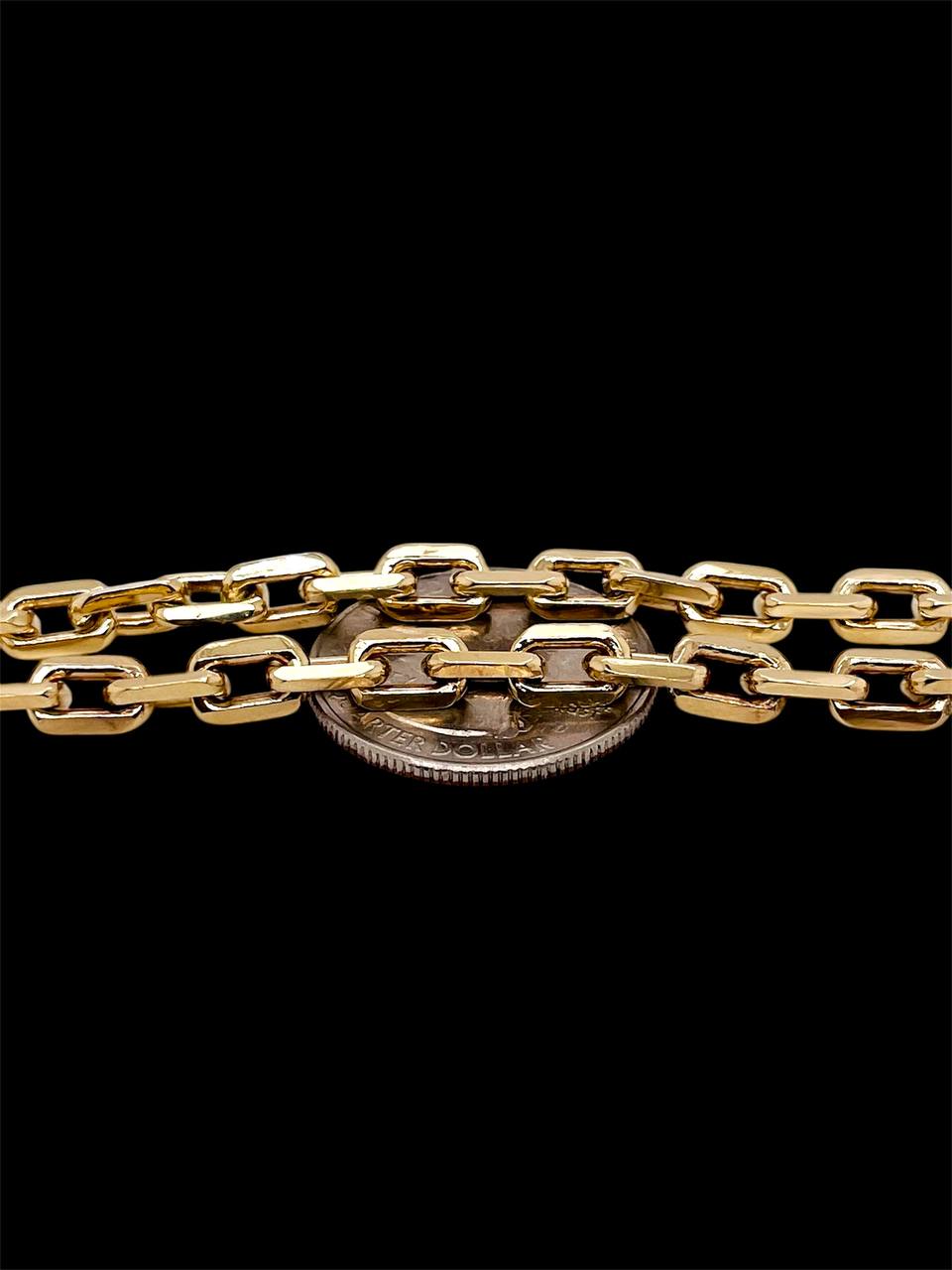 Mens 14k Solid Yellow Gold Square Link Chain Necklace 5.4 MM, 24 in 54.1 grams