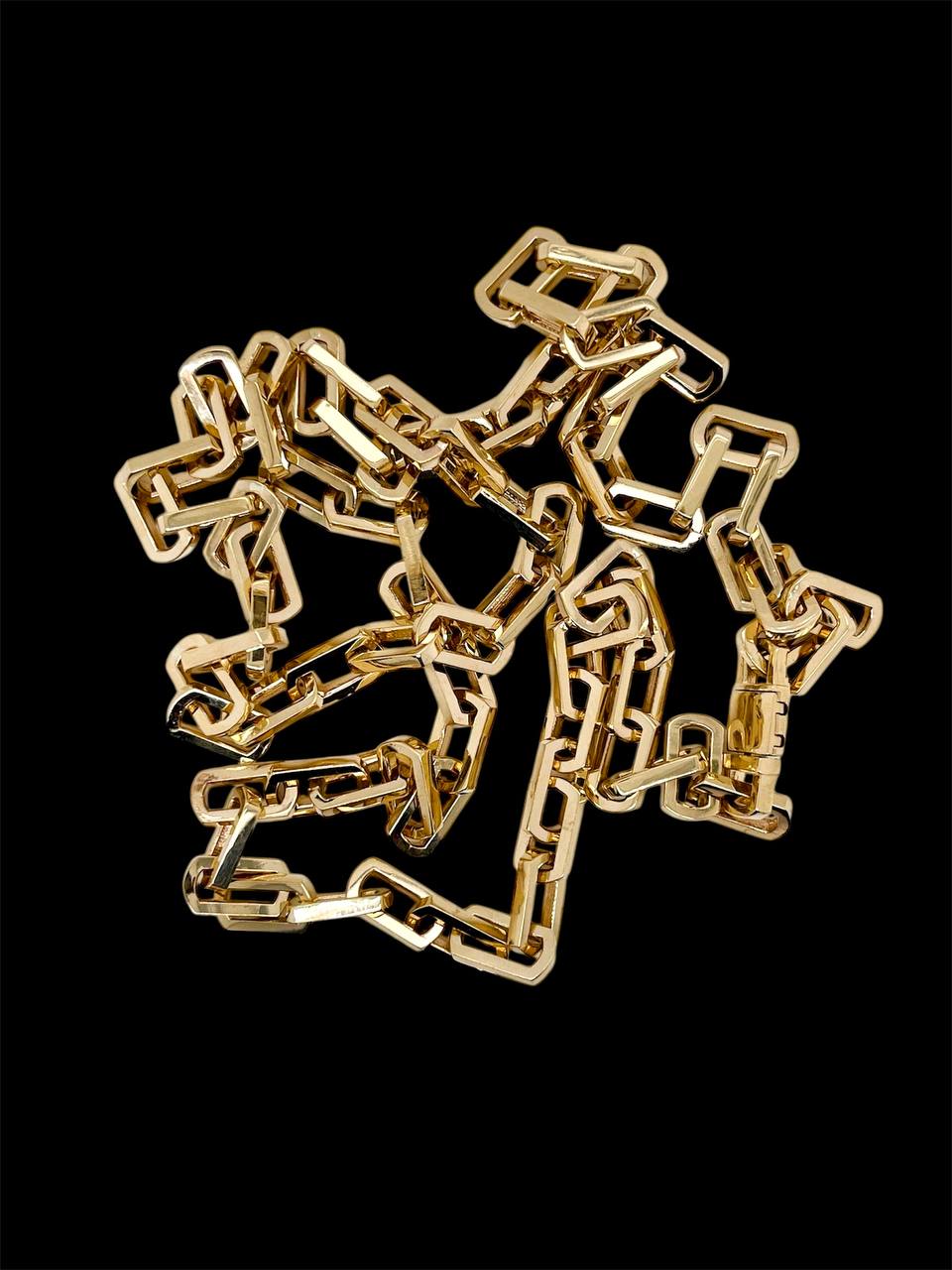 53.5 Grams Mens 14k Solid Yellow Gold Square Link Chain Necklace 5.6 MM, 24 in