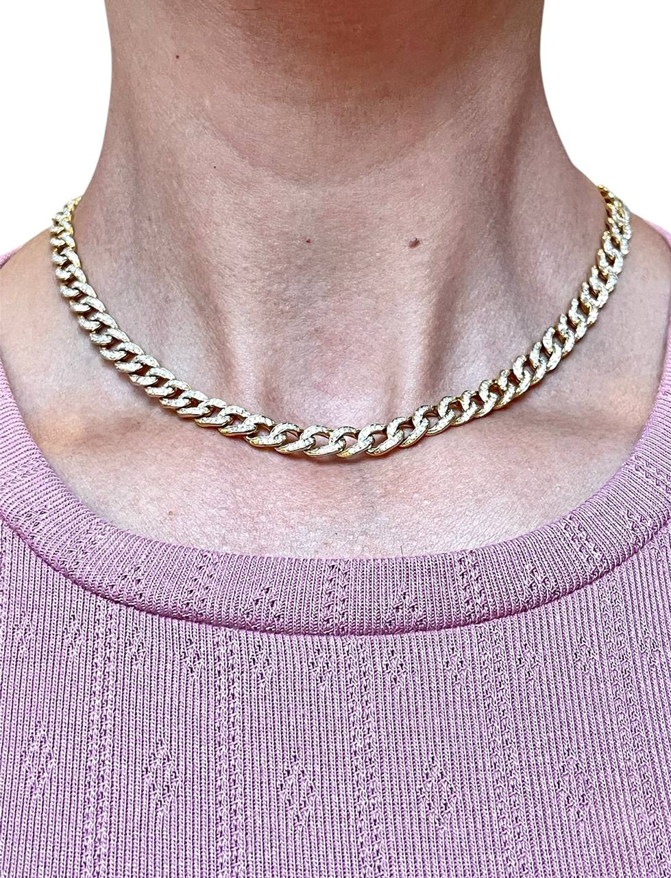 37. 3 Gr 10k Yellow Gold Natural Diamond Miami Cuban Choker Chain Necklace 17"