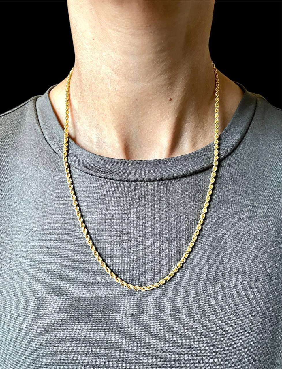 21k Solid Yellow Gold Mens Rope Chain Necklace 21.5 in 3.2 MM 27 Grams