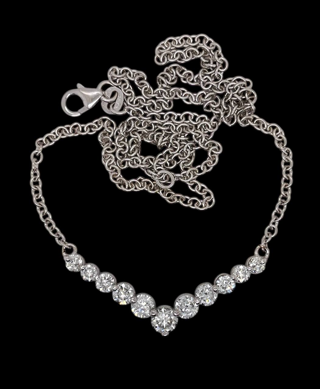 18k Solid White Gold 2.17 TCW Natural Diamond Women's Chevron Necklace