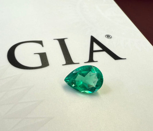 GIA Certified 1.87 Ct Natural Colombian Loose Emerald Pear Shape F1
