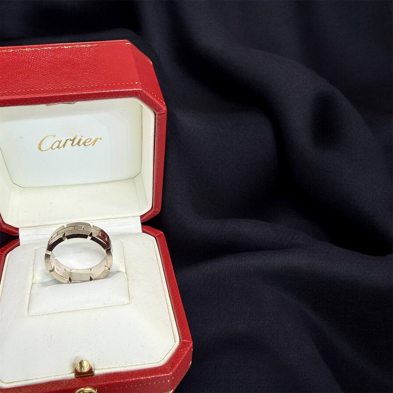 Cartier Tank Francaise 18K White Gold 6mm Band Ring