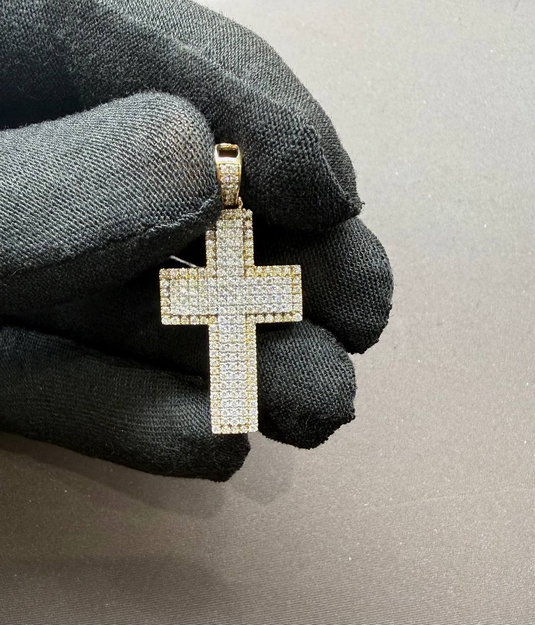 10K Gold Diamond Cross Pendant – 1.50 CT Natural Diamonds VS2 G-H