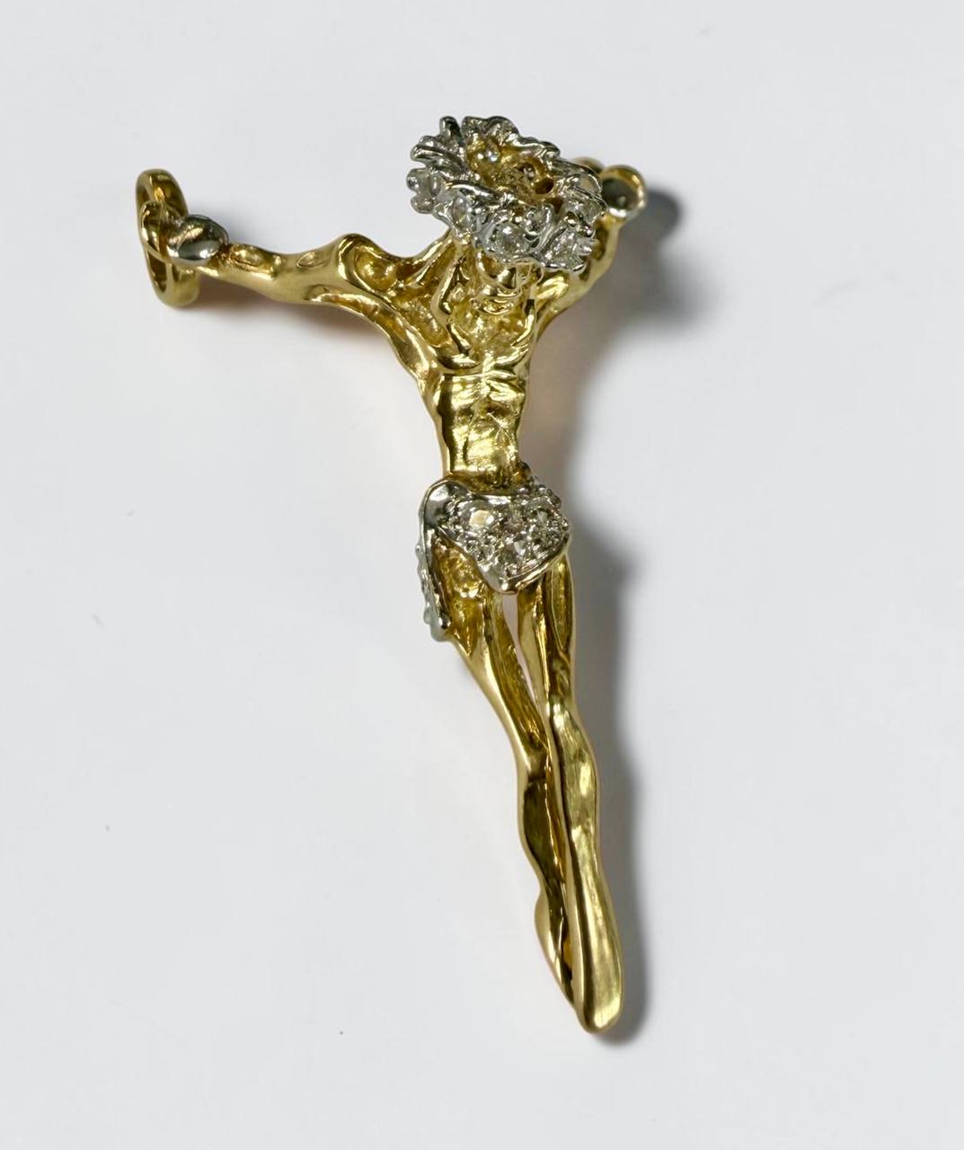 14k Yellow Gold Jesus Christ Open Hand Cross Crucifix Pendant