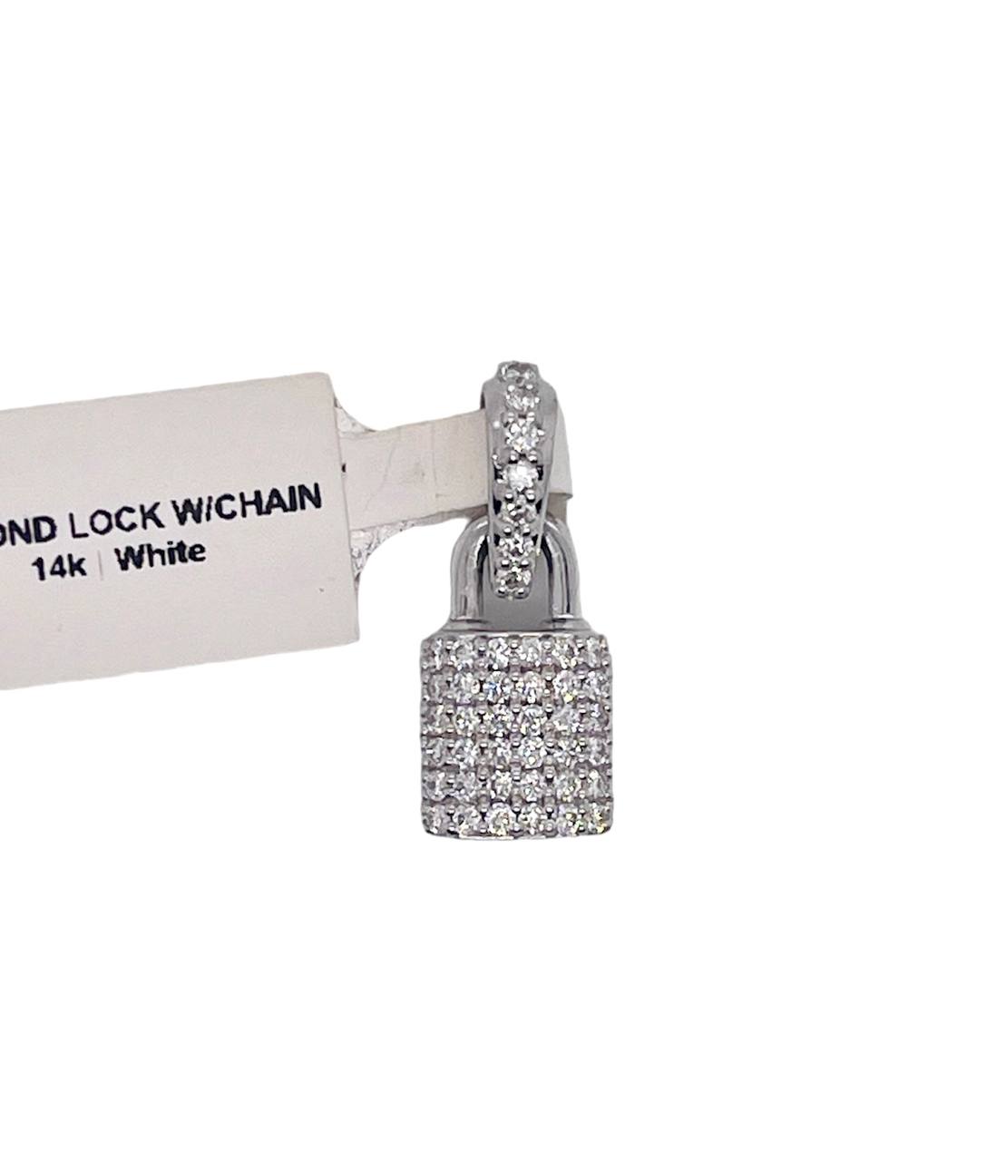 Copy of 14K Solid White Gold 0.50 TCW Natural Diamond Padlock Charm Pendant