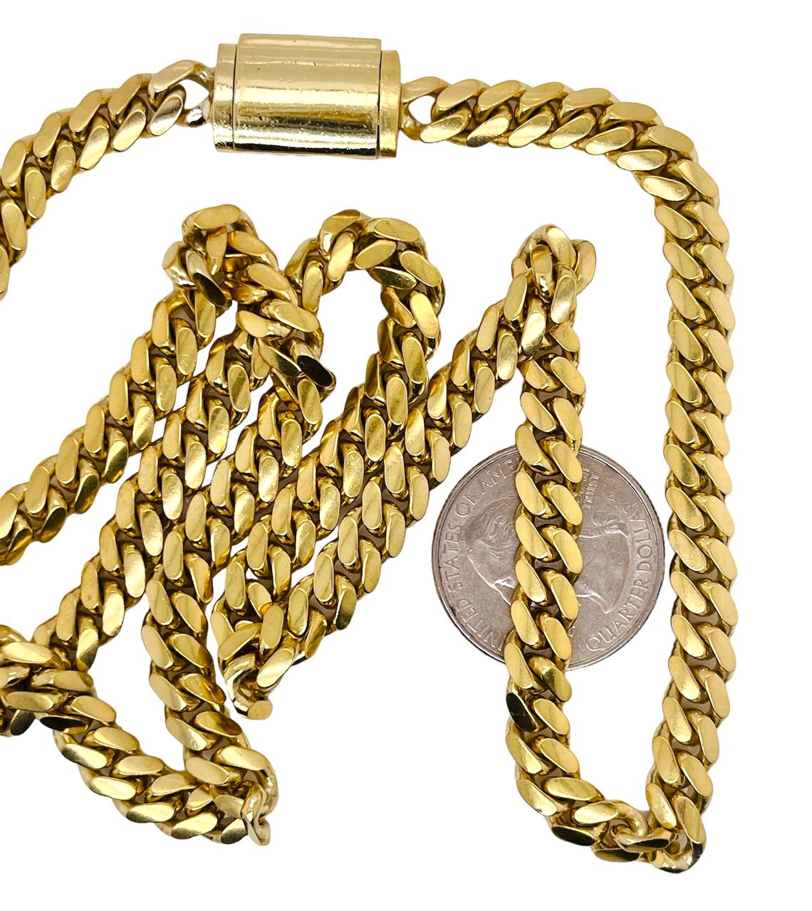 14k Solid Yellow Gold Mens Miami Cuban Link Chain Necklace 26 in 7 MM