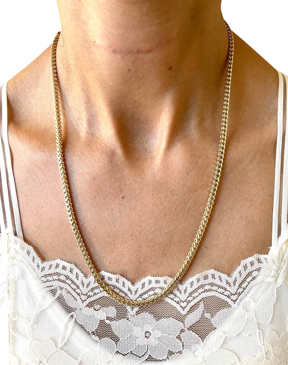 34.5 Grams 14k Solid Yellow Gold Mens Square Franco Chain Necklace 22 in 3.3 MM