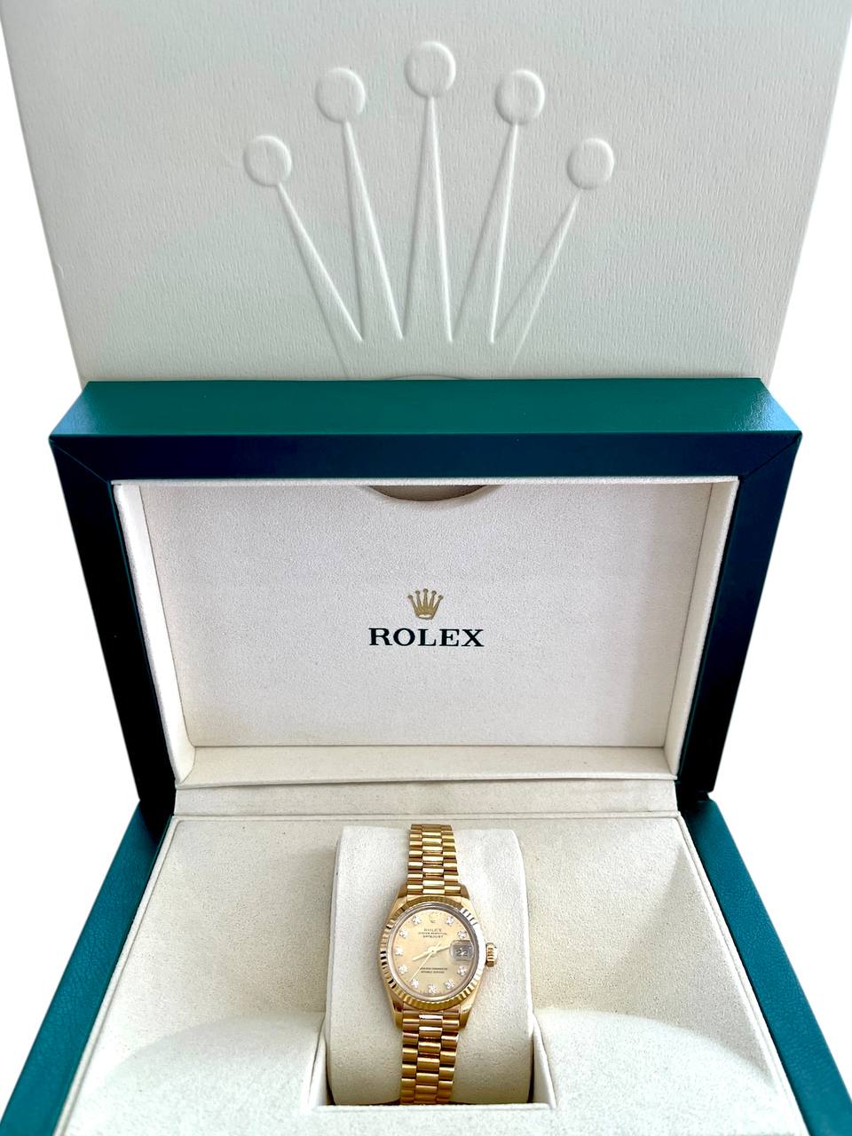 Presidential Rolex Datejust 69178 18K Yellow Gold Watch 26mm Champagne Diamond Dial