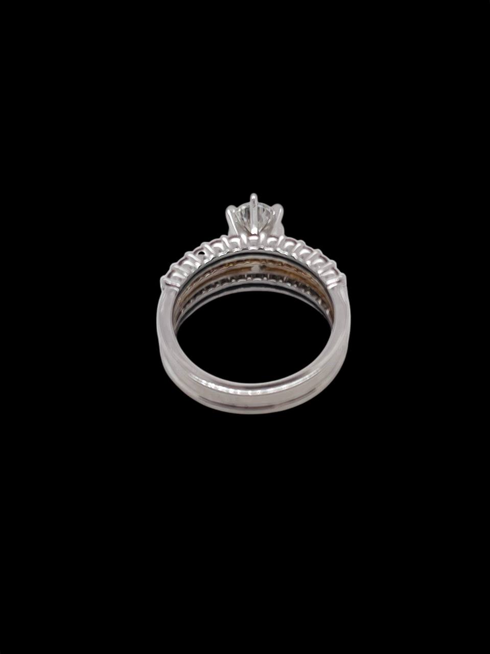 1.21 TCW Round Diamond Solitaire With Accent 14k White Gold Engagement Ring