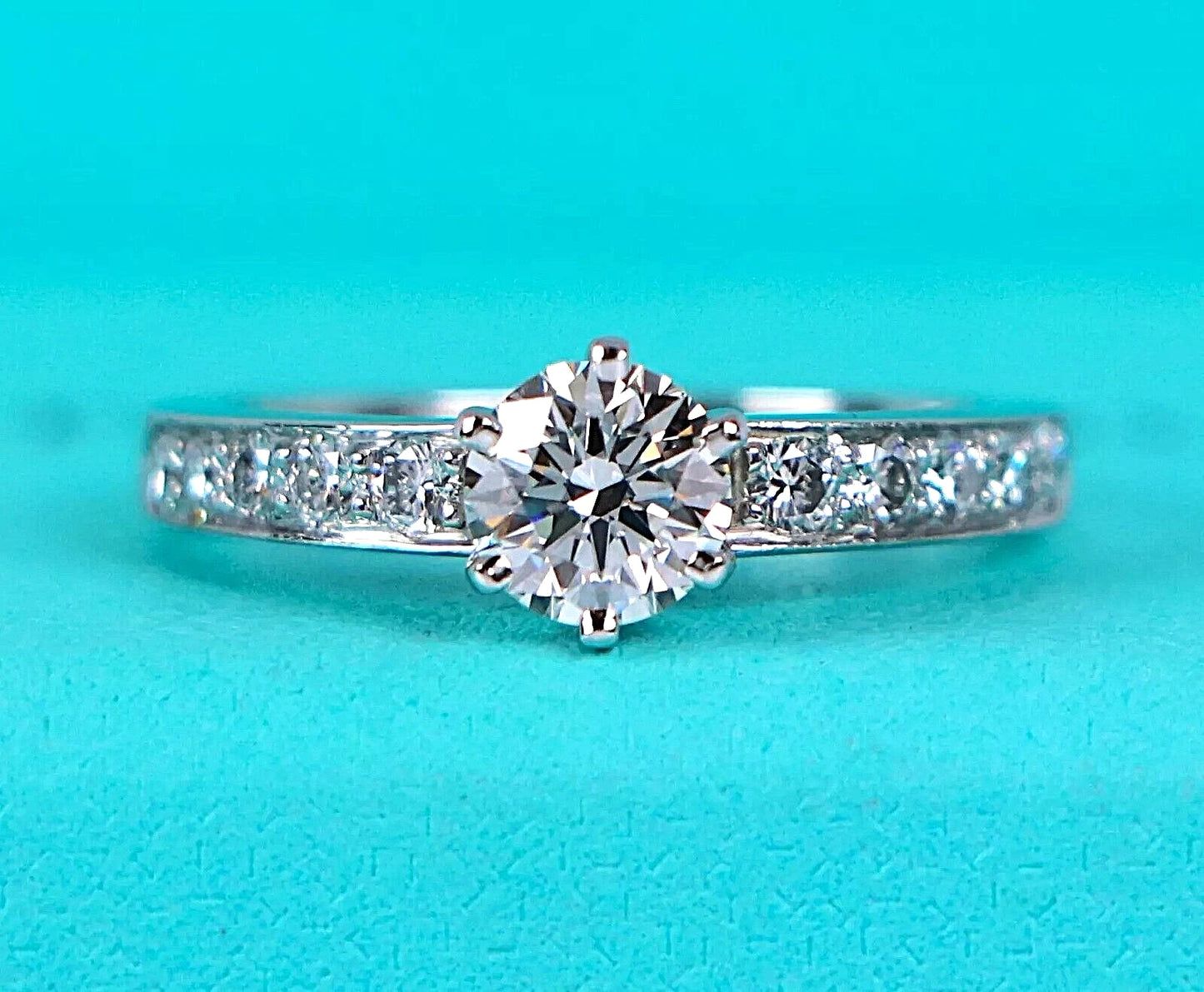 Tiffany Co Setting Platinum 0.76 tcw Round Diamond Channel Engagement Ring