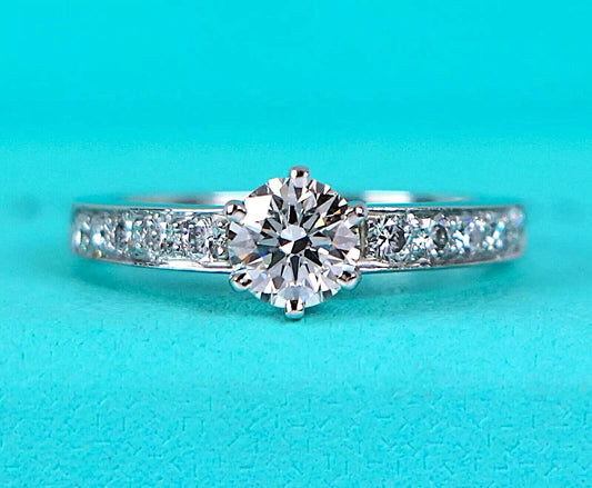 Tiffany Co Setting Platinum 0.76 tcw Round Diamond Channel Engagement Ring